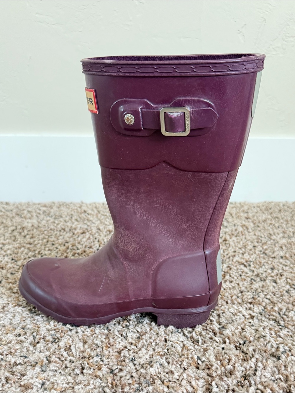 HUNTER Kid’s Slip On Rain Boots in Purple, size US 1G/13B